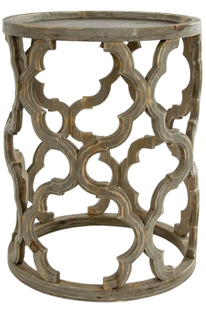 Casa Padrino Designer Beistelltisch Braun Ø 40 x H. 54 cm - Moderner Runder Holztisch