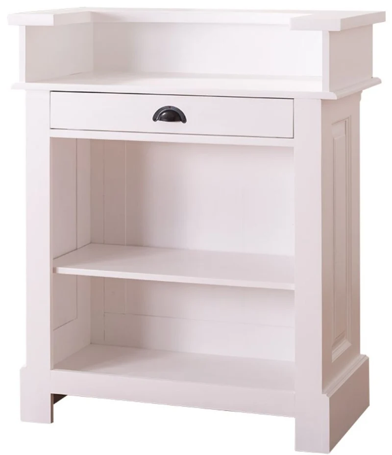Casa Padrino Landhausstil Theke Weiß 90 x 51 x H. 107 cm - Massivholz Thekentisch mit Schublade