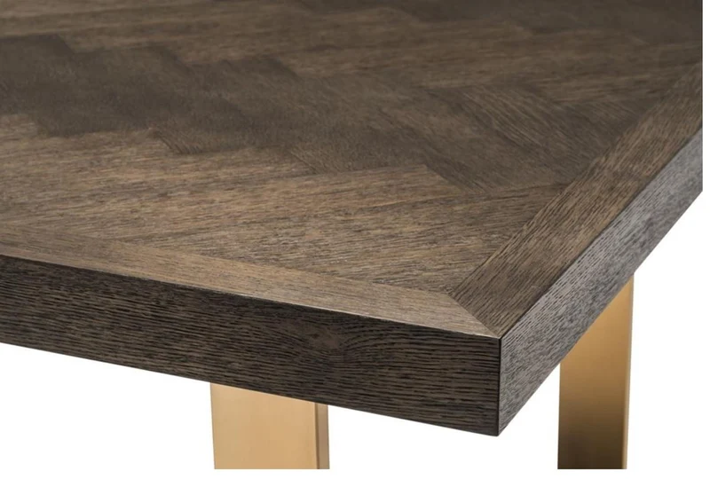 Casa Padrino Luxus Edelstahl Esstisch mit Eichenfurnier Tischplatte Dunkelbraun / Messing 230 x 100 x H. 75,5 cm - Luxus Qualität