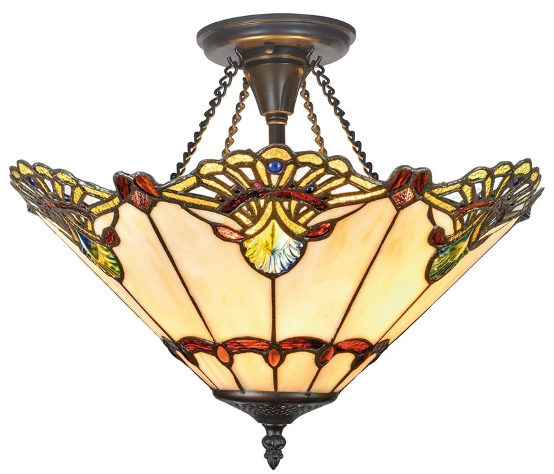 Casa Padrino Luxus Tiffany Deckenleuchte Mehrfarbig Ø 40 x H. 41 cm - Hangefertigte Deckenlampe aus 264 Teilen