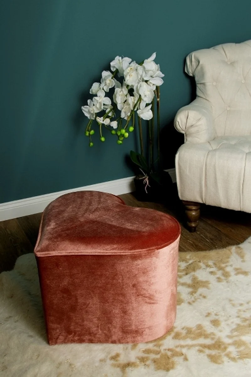 Casa Padrino Designer Herz Sitzhocker Rosa 46 x 40 x H. 54 cm - Herzförmiger Luxus Deko Hocker