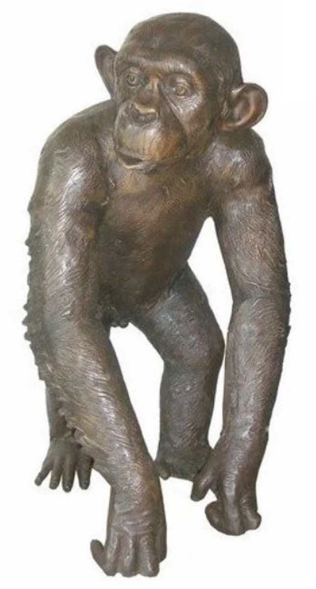 Casa Padrino Luxus Bronzefigur Schimpanse Bronze 45 x 60 x H. 78 cm - Deko Figur Skulptur