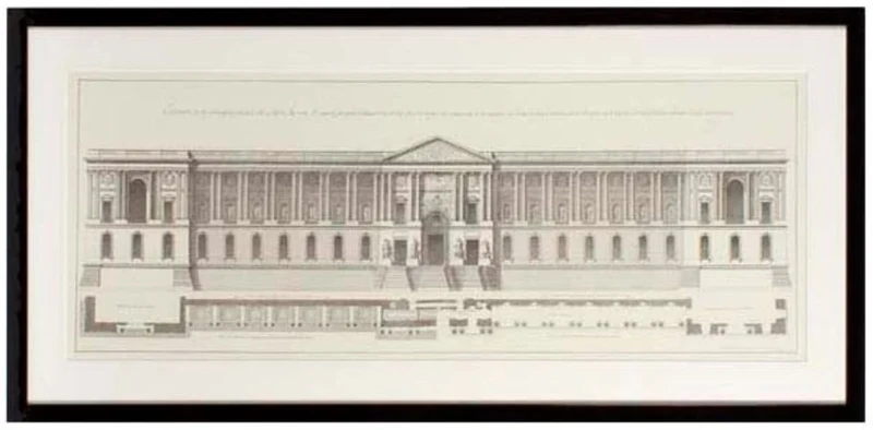 Casa Padrino Bilder / Kunstdruck Set Fassade vom Louvre Mehrfarbig 109 x H. 52 cm - Luxus Wohnzimmer Dekoration