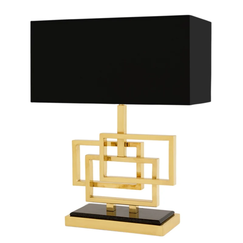 Casa Padrino Luxus Tischleuchte Gold / Lampenschirm Schwarz 48 x 40 cm - Leuchte - Luxury Collection
