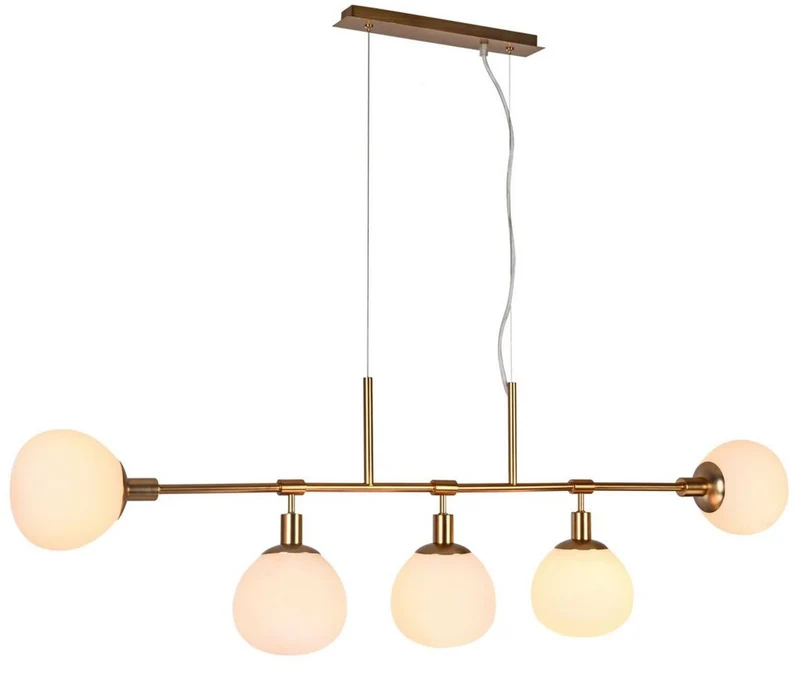 Casa Padrino Hängeleuchte Messing / Weiß 120 x H. 37,3 cm - Moderne Metall Hängelampe mit Mattglas