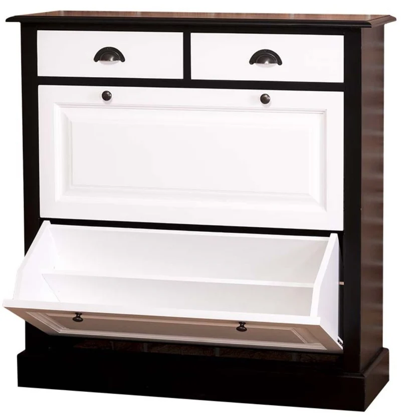 Casa Padrino Landhausstil Schuhschrank Schwarz / Weiß 103 x 35 x H. 105 cm - Möbel im Landhausstil