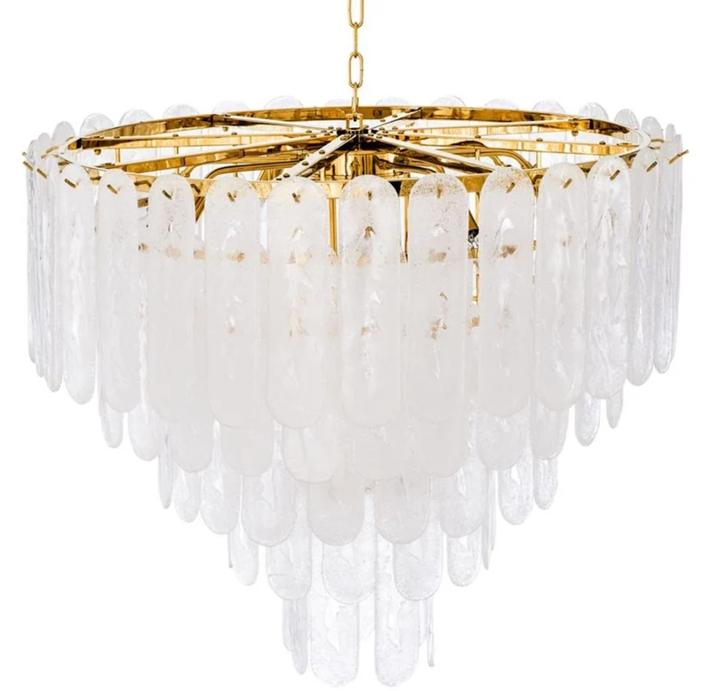Casa Padrino Luxus Kronleuchter Gold Ø 85 x H. 73 cm - Hotel & Restaurant Kronleuchter mit Mattglas