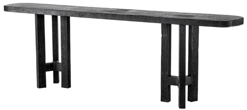 Casa Padrino Luxus Konsole Antik Schwarz 230 x 35 x H. 74,5 cm - Rechteckiger Massivholz Konsolentisch - Massivholz Möbel - Luxus Möbel - Luxus Qualität