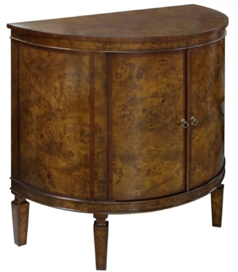 Casa Padrino Luxus Jugendstil Kommode Hellbraun / Braun 84 x 45 x H. 83 cm - Kleiner Halbrunder Schrank mit 2 Türen