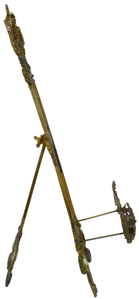 Casa Padrino Jugendstil Staffelei Antik Braun Rostoptik / Mehrfarbig H. 59 cm - Gusseisen Staffelei mit ausklappbarem Ständer