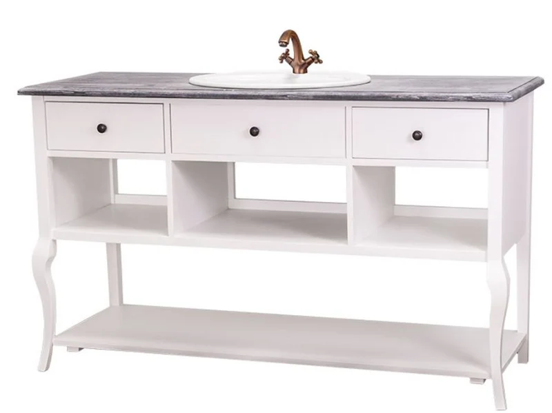 Casa Padrino Landhaus Stil Waschschrank Waschtisch Ohne Waschbecken Grau / Weiss - Bad Schrank