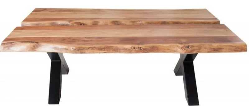 Casa Padrino Designer Massivholz Couchtisch Natur 120 x H. 40 cm - Salon Wohnzimmer Tisch