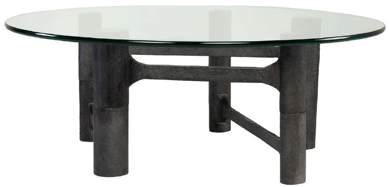 Casa Padrino Luxus Couchtisch Antik Schwarz Ø 110 x H. 40,5 cm - Runder Aluminium Wohnzimmertisch mit Glasplatte - Wohnzimmer Möbel - Luxus Möbel - Luxus Einrichtung