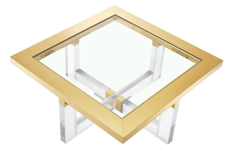 Casa Padrino Luxus Couchtisch / Wohnzimmertisch Gold 100 x 100 x H. 43 cm - Wohnzimmermöbel