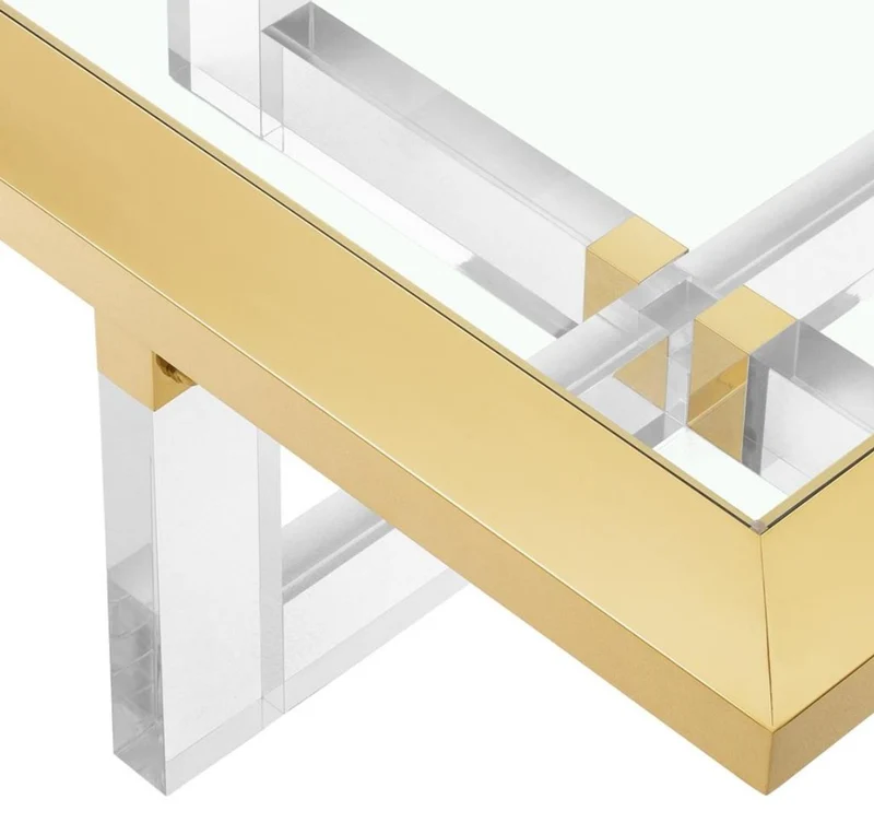 Casa Padrino Luxus Couchtisch / Wohnzimmertisch Gold 100 x 100 x H. 43 cm - Wohnzimmermöbel