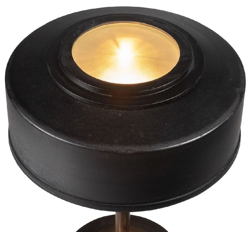 Casa Padrino Luxus Art Deco Tischleuchte Antik Schwarz Ø 22 x H. 32 cm - Runde Messing Schreibtischleuchte - Luxus Leuchten - Luxus Interior