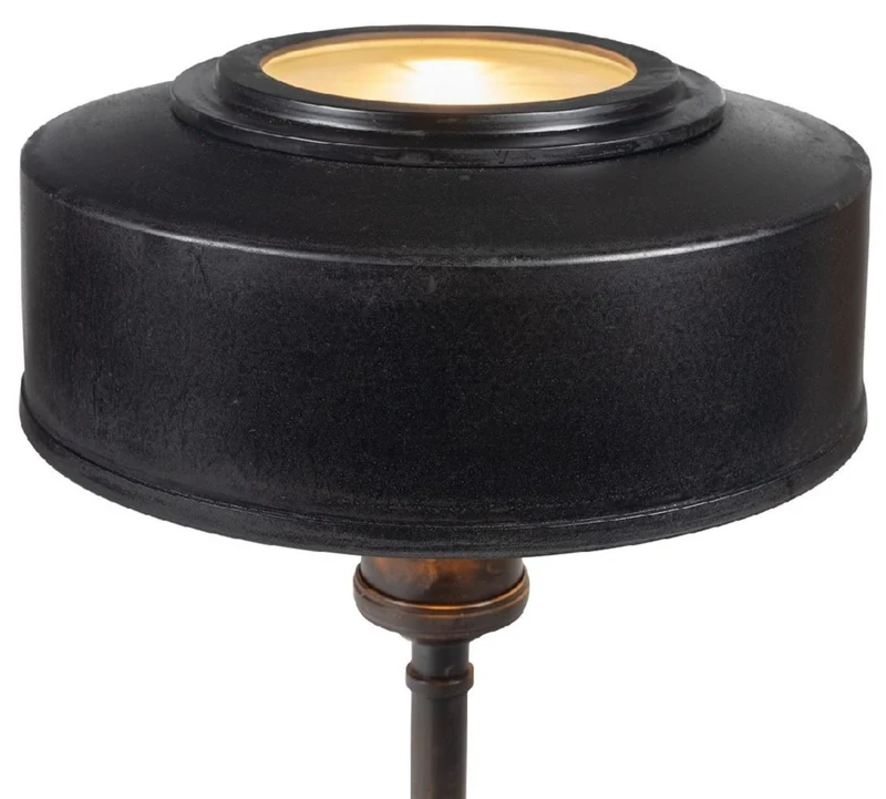 Casa Padrino Luxus Art Deco Tischleuchte Antik Schwarz Ø 22 x H. 32 cm - Runde Messing Schreibtischleuchte - Luxus Leuchten - Luxus Interior