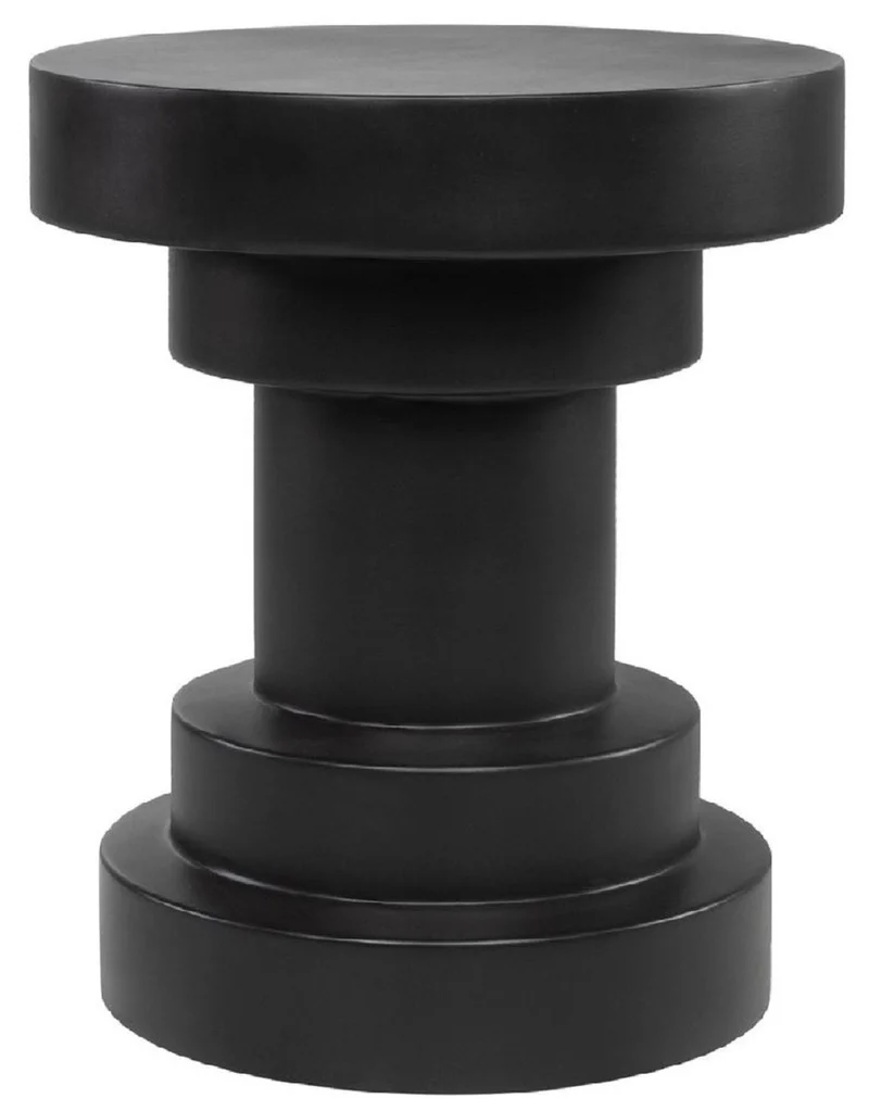 Casa Padrino Luxus Beistelltisch / Hocker Schwarz Ø 38 x H. 45 cm - Runder Glasfaserverstärkter Tisch / Sitzhocker - Wohnzimmer Möbel - Luxus Möbel - Luxus Kollektion