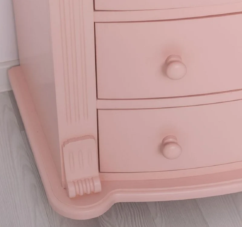 Casa Padrino Landhausstil Kommode Rosa / Grau 80 x 48 x H. 120 cm - Massivholz Schrank mit 6 Schubladen - Landhausstil Schlafzimmer Möbel - Möbel im Landhausstil - Landhausstil Einrichtung