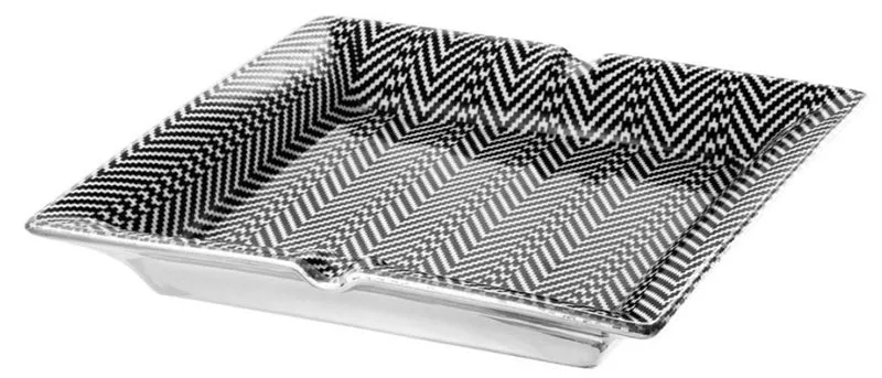 Casa Padrino Porzellan Aschenbecher Schwarz / Weiß 24 x 24 x H. 3 cm - Luxus Qualität