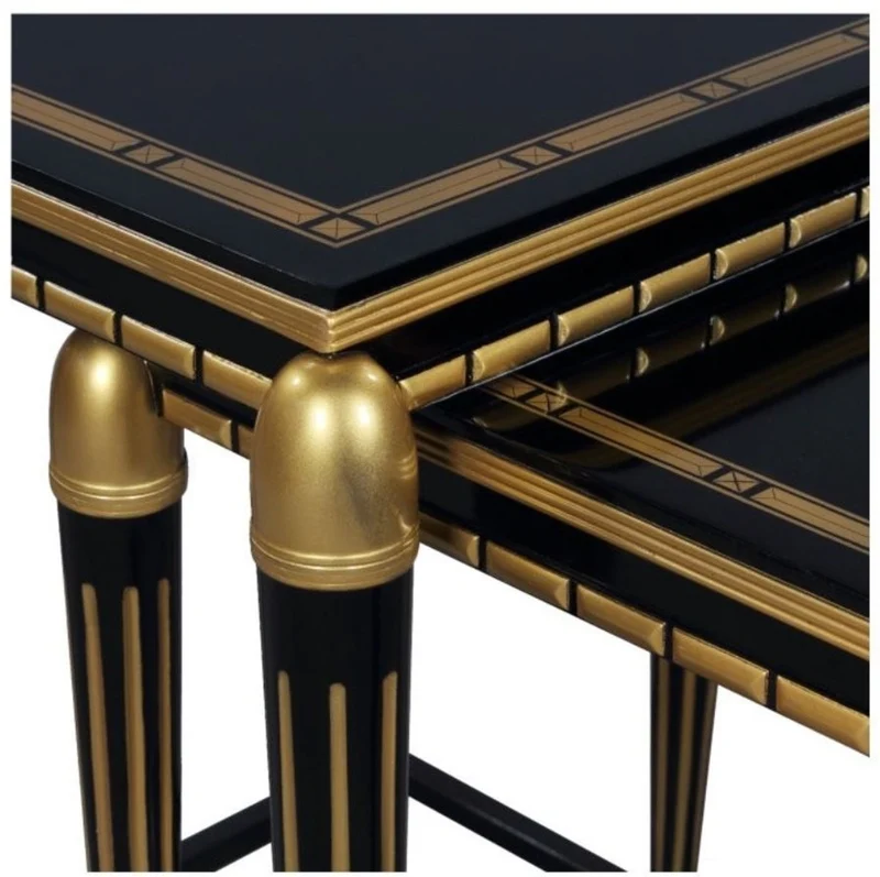 Casa Padrino Luxus Wohnzimmer Beistelltisch Set Schwarz / Gold 45 x 45 x H. 54 cm - Luxus Möbel