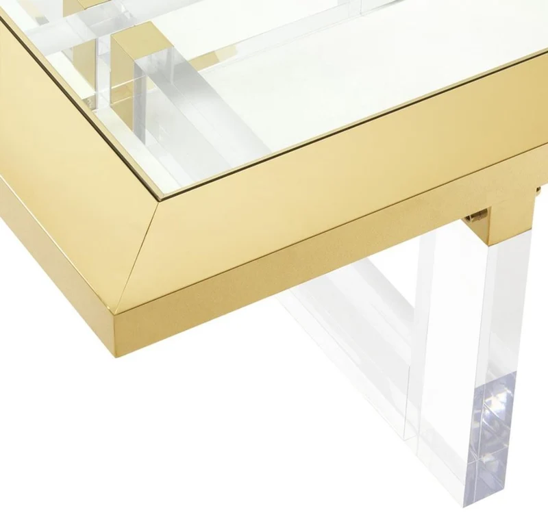Casa Padrino Luxus Couchtisch / Wohnzimmertisch Gold 140 x 80,5 x H. 43 cm - Wohnzimmermöbel