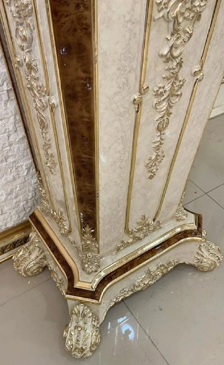 Casa Padrino Luxus Barock Standuhr Creme / Braun / Gold - Prunkvolle Massivholz Uhr im Barockstil - Luxus Möbel im Barockstil - Barock Möbel - Barock Interior - Barock Standuhren