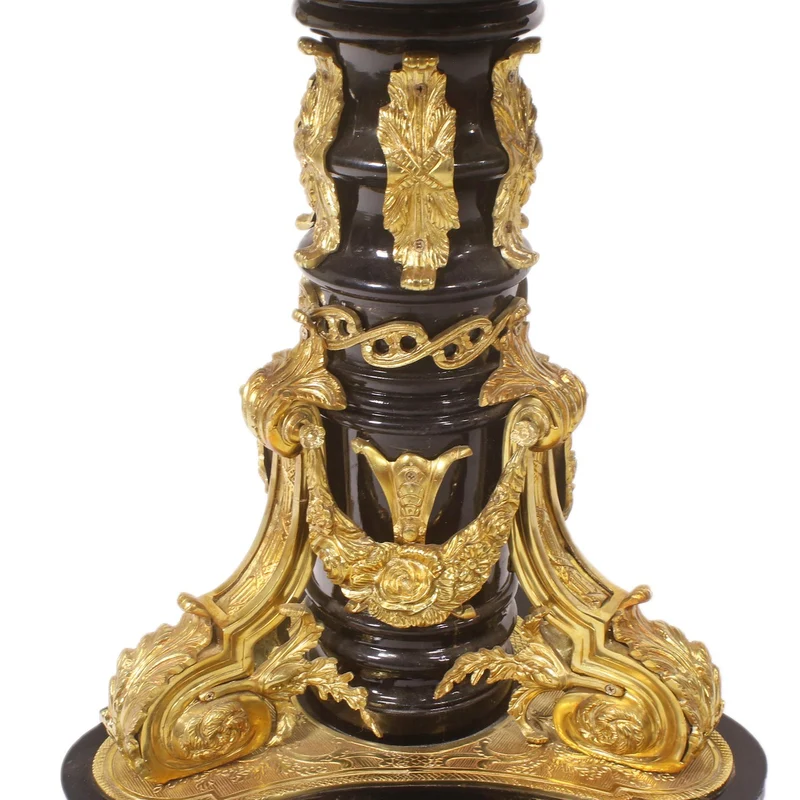 Casa Padrino Barock Beistelltisch Braun / Rot / Gold Durchmesser 78cm, Höhe 83 cm Handarbeit, Handbemalt- Limited Edition