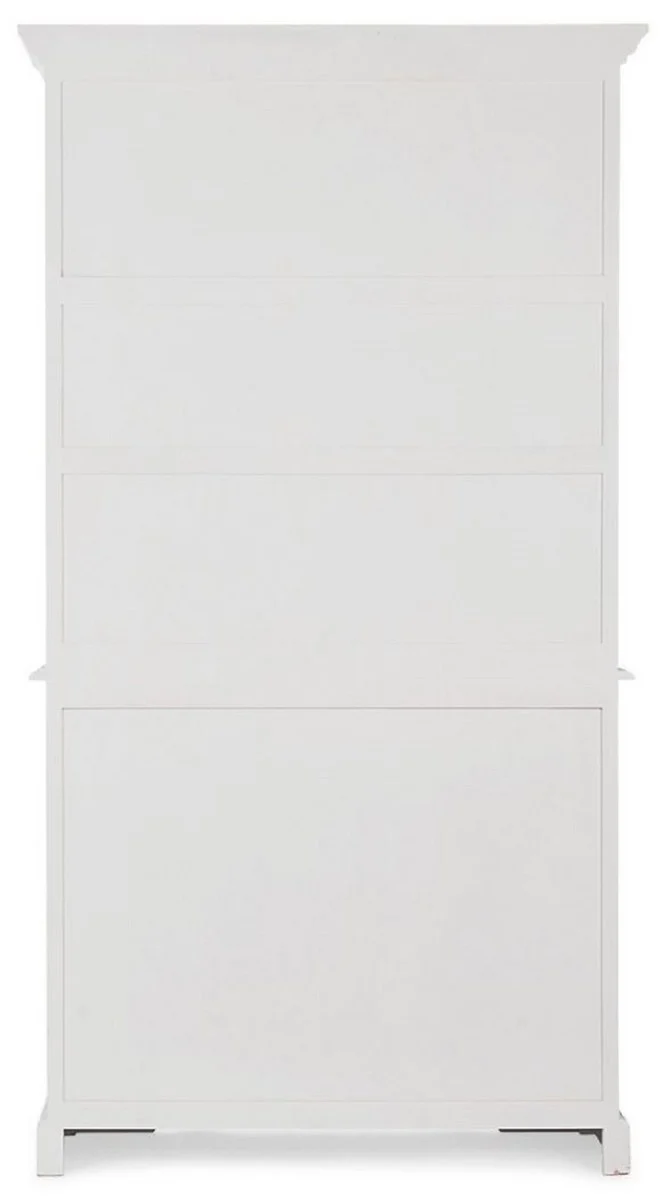 Casa Padrino Landhausstil Schrank Antik Weiß 111,4 x 42,5 x H. 203 cm - Landhausstil Esszimmerschrank mit 4 Türen und 2 Schubladen - Landhausstil Vitrine - Landhausstil Esszimmer Möbel