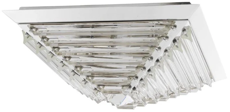 Casa Padrino Luxus Deckenleuchte mit Kristallglas Silber 49 x 49 x H. 21 cm - Luxus Qualität