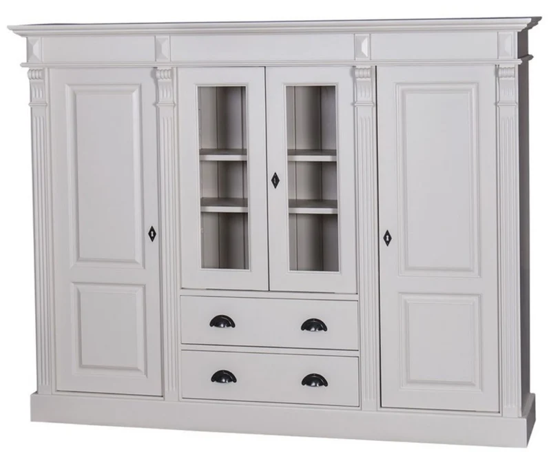 Casa Padrino Landhausstil Wohnzimmerschrank mit 4 Türen und 2 Schubladen Hellgrau 180 x 39 x H. 140 cm - Wohnzimmermöbel im Landhausstil