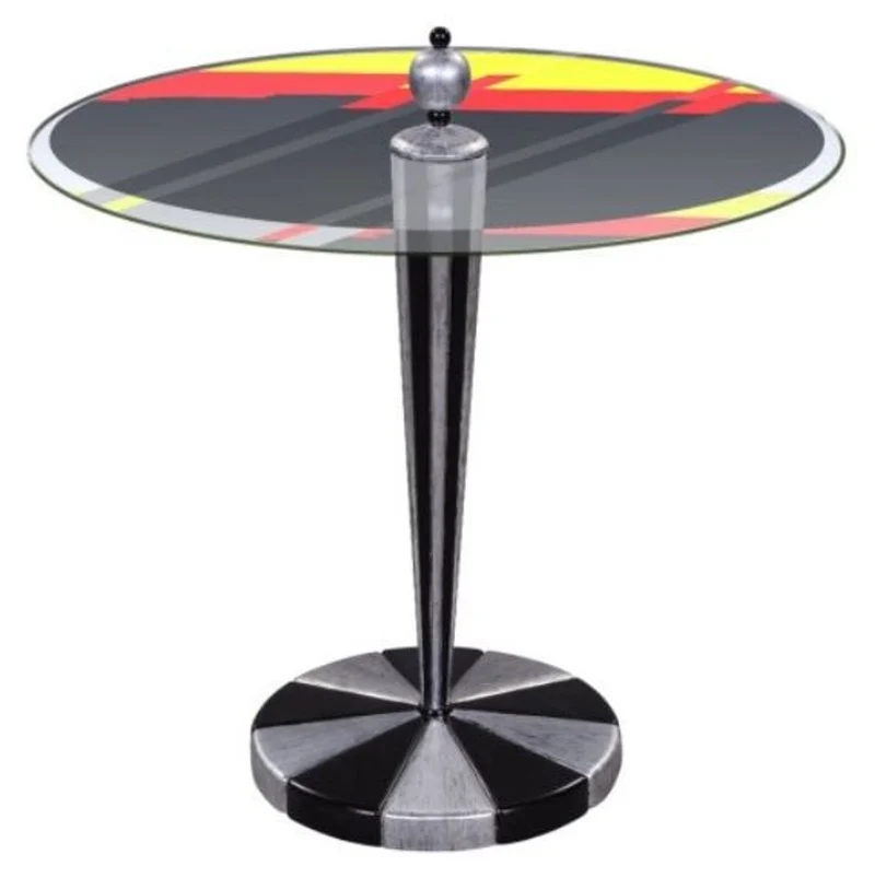 Casa Padrino Luxus Bistrotisch Silber / Schwarz Ø 60 x H. 72 cm - Runder Stehtisch