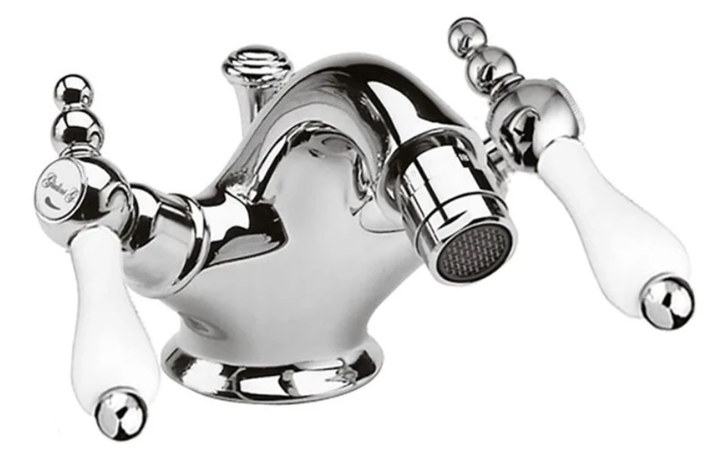 Jugendstil Retro Bidetarmatur Badezimmer Waschtischarmatur Silber / Weiß H. 10,5 cm - Luxus Qualität