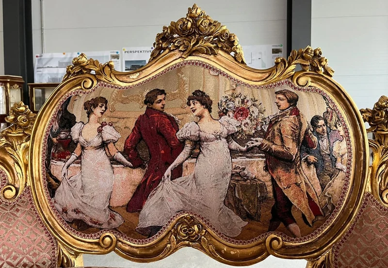 Casa Padrino Barock Sofa Rosa / Mehrfarbig / Gold - Handgefertigtes Wohnzimmer Sofa im Barockstil - Prunkvolle Barock Möbel - Barockstil Wohnzimmer Möbel - Edel & Prunkvoll