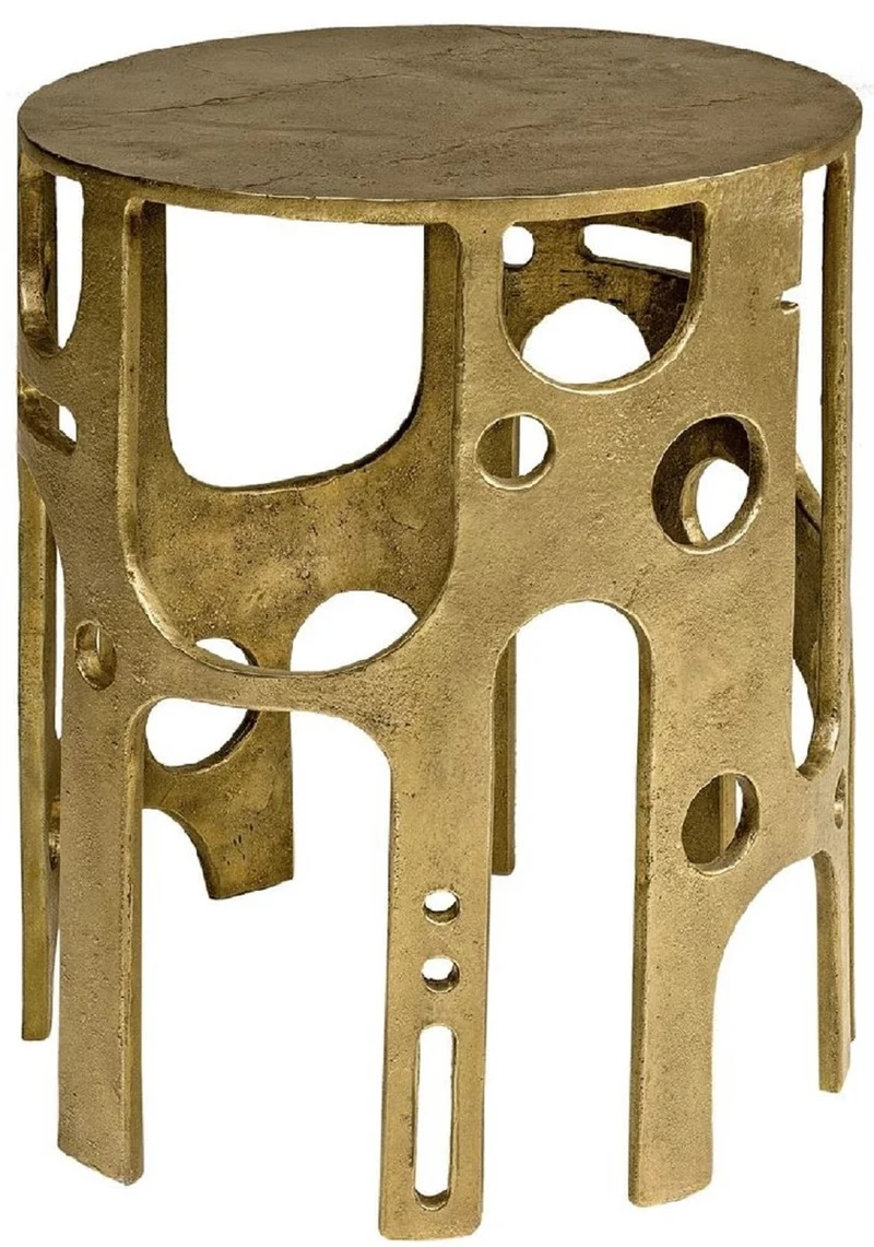 Casa Padrino Designer Beistelltisch Bronze Ø 50 x H. 60 cm - Runder Aluminium Tisch - Wohnzimmer Möbel - Luxus Möbel - Designer Möbel - Luxus Einrichtung - Designer Einrichtung