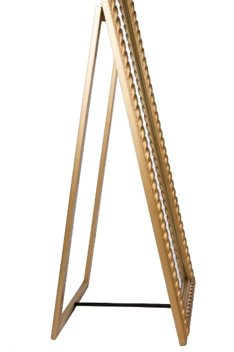 Casa Padrino Barock Standspiegel Gold mit wunderschönem antik-goldenem Kordelrahmen H. 180 cm - Handgefertigt
