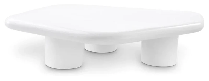 Casa Padrino Luxus Fiberglas Couchtisch Hochglanz Weiß 160 x 118 x H. 33 cm - Fiberglas Wohnzimmertisch - Wohnzimmer Möbel - Hotel Möbel - Luxus Möbel - Fiberglas Möbel