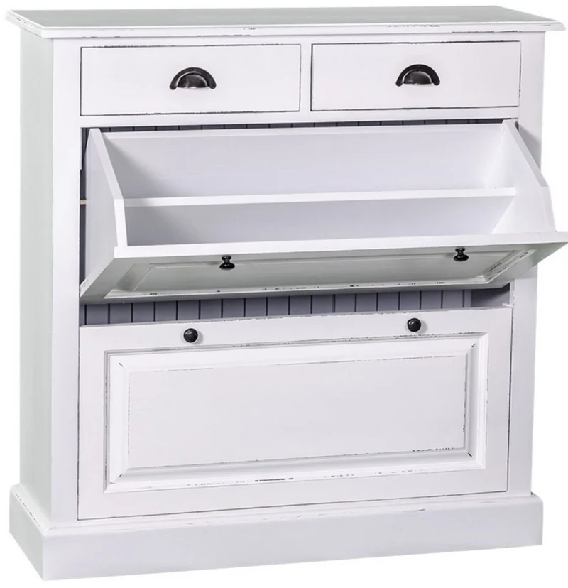 Casa Padrino Landhausstil Schuhschrank Antik Weiß 103 x 35 x H. 105 cm - Möbel im Landhausstil