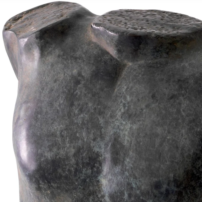 Casa Padrino Luxus Deko Torso Skulptur Antik Bronze / Beige 38 x 23 x H. 48 cm - Metall Deko Figur mit Marmorsockel - Wohnzimmer Deko - Schreibtisch Deko - Büro Deko - Deko Accessoires