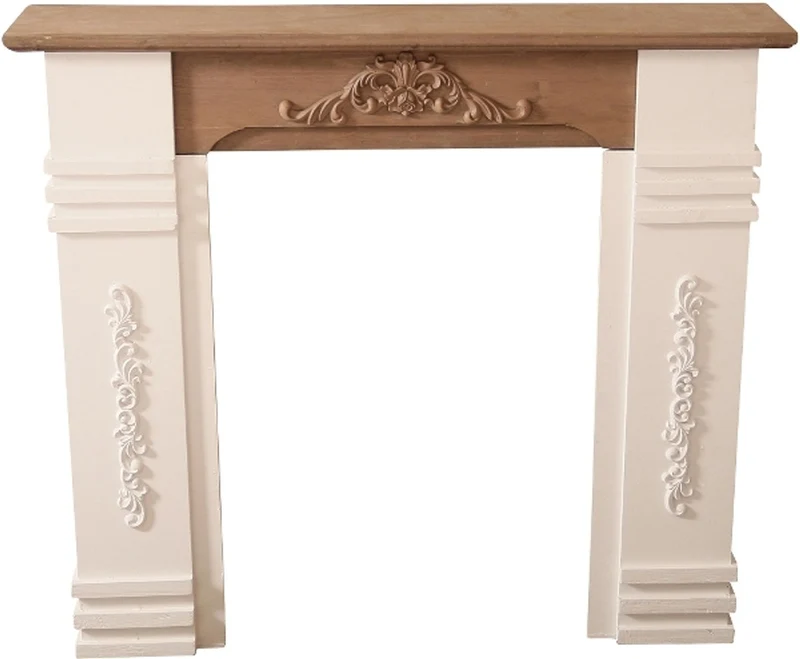 Casa Padrino Landhausstil Kaminumrandung Antik Weiß / Braun 110 x 22 x H. 98 cm - Shabby Chic Möbel