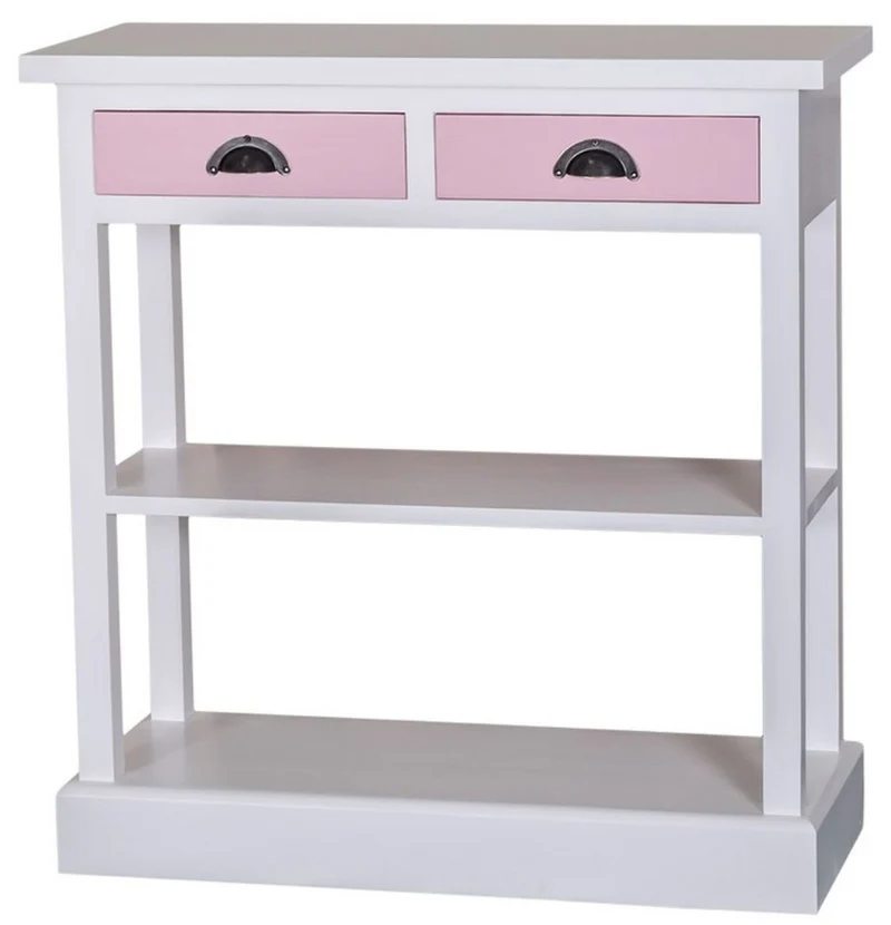 Casa Padrino Landhausstil Küchenkonsole Weiß / Rosa 85 x 35 x H. 89 cm - Landhausstil Konsolentisch mit 2 Schubladen