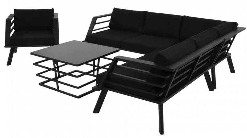 Casa Padrino Gartenmöbel Set mit Polsterung + Sessel + Tisch - Lounge Set