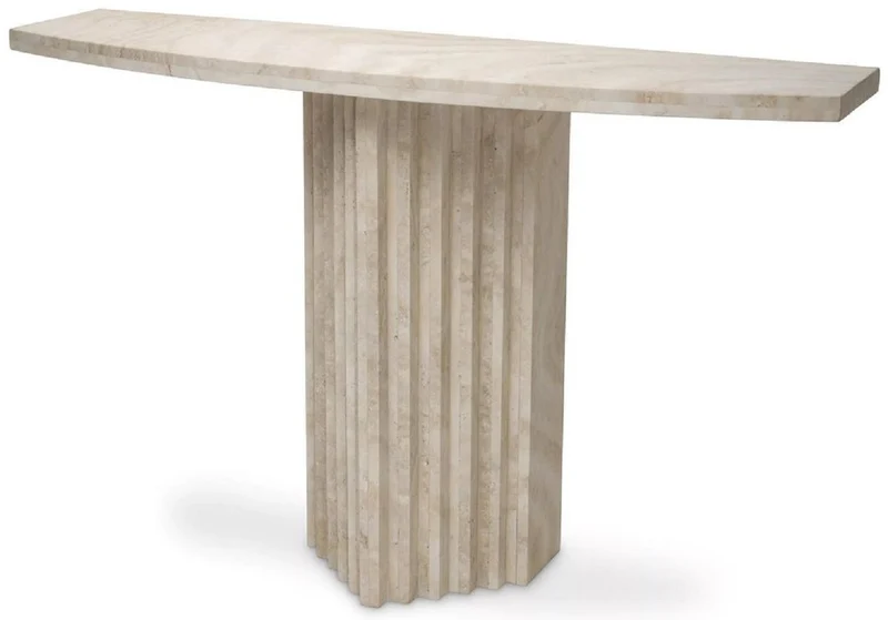 Casa Padrino Luxus Konsole Beige 121,5 x 35 x H. 75,5 cm - Rechteckiger Travertin Konsolentisch - Wohnzimmer Möbel - Hotel Möbel - Travertin Möbel - Luxus Möbel - Luxus Einrichtung