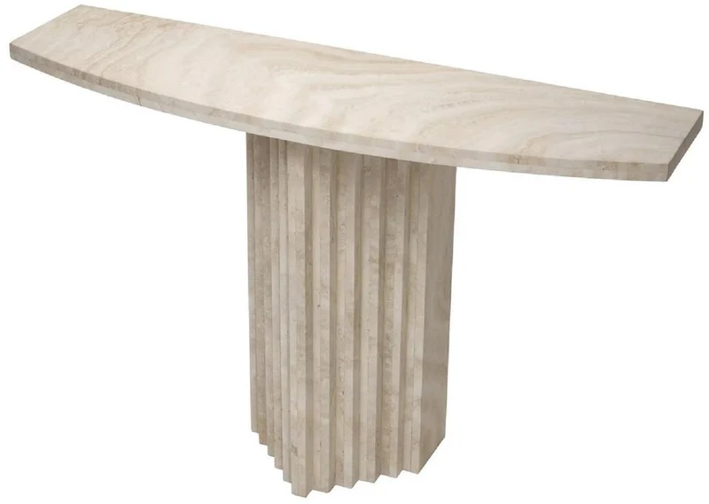 Casa Padrino Luxus Konsole Beige 121,5 x 35 x H. 75,5 cm - Rechteckiger Travertin Konsolentisch - Wohnzimmer Möbel - Hotel Möbel - Travertin Möbel - Luxus Möbel - Luxus Einrichtung