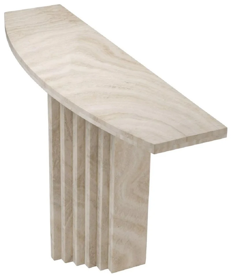Casa Padrino Luxus Konsole Beige 121,5 x 35 x H. 75,5 cm - Rechteckiger Travertin Konsolentisch - Wohnzimmer Möbel - Hotel Möbel - Travertin Möbel - Luxus Möbel - Luxus Einrichtung