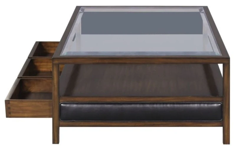 Casa Padrino Luxus Couchtisch Braun / Schwarz 120 x 80 x H. 41 cm - Mahagoni Wohnzimmertisch mit 3 Schubladen