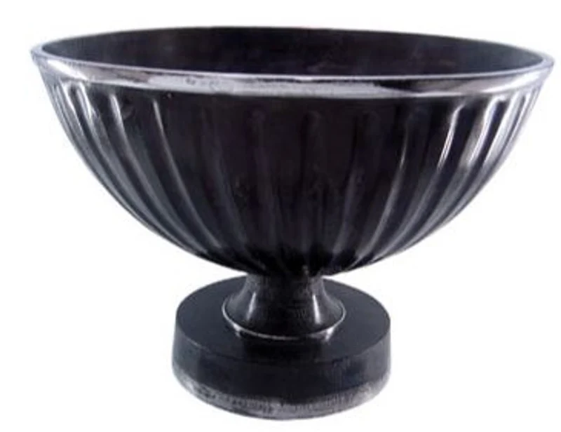 Casa Padrino Barock Schüssel Aluminium Schwarz / Silber - Antik Stil