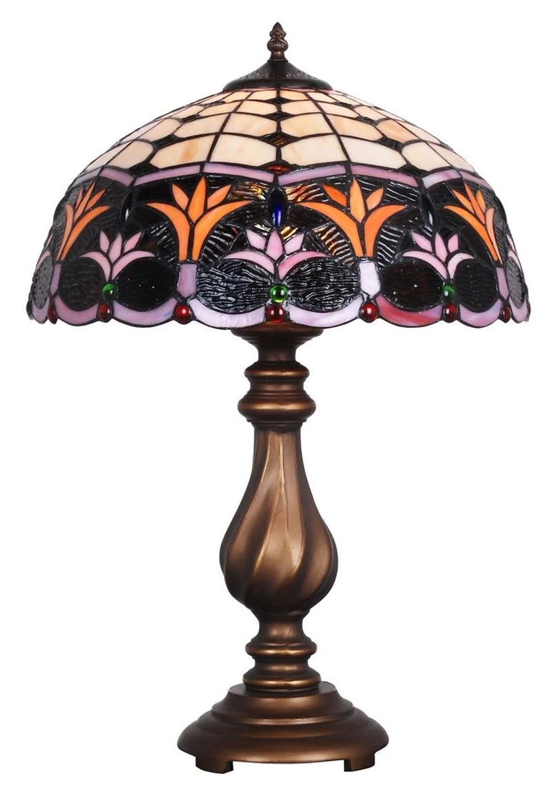 Casa Padrino Luxus Tiffany Tischlampe Bronze / Mehrfarbig Ø 41 x H. 61 cm - Hotel & Restaurant Deko