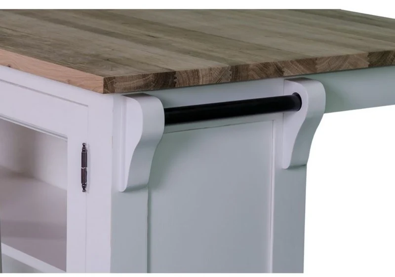 Casa Padrino Landhausstil Kücheninsel Weiß / Naturfarben 135 x 85 x H. 80 cm - Landhausstil Küchenschrank mit 2 Glastüren