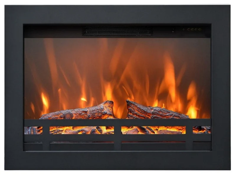 Casa Padrino Luxus Elektro Einbaukamin Schwarz 60,2 x 17,7 x H. 43,8 cm - Wohnzimmer Deko LED Kamin mit Fernbedienung - Wohnzimmer Möbel - Luxus Möbel - Luxus Elektro LED Einbaukamine